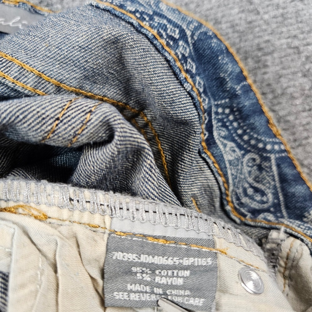 Cali 1850 Bandana Patchwork Wide Leg Jeans Blue White Paisley Print 9/29 NWT - Picture 8 of 14